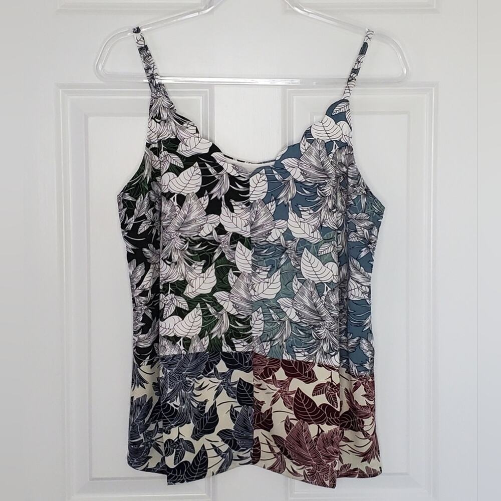 Skies Are Blue Tank Top Botanical Print Size XS Patchwork Lined